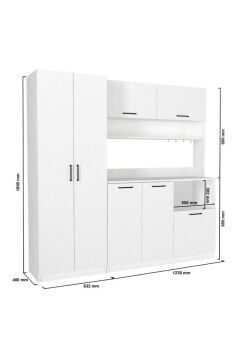 Tuco 3 Kapakli Mutfak Dolabı & Tuco 2 Kapaklı 5 Rafli Çok Amaçlı Dolap Kahve Köşesi Beyaz