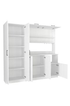 Tuco 3 Kapakli Mutfak Dolabı & Tuco 2 Kapaklı 5 Rafli Çok Amaçlı Dolap Kahve Köşesi Beyaz