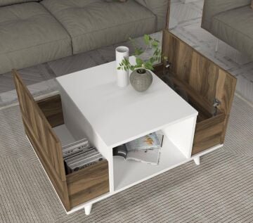 Eriberto Orta Sehpa Beyaz-Ceviz