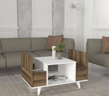 Eriberto Orta Sehpa Beyaz-Ceviz