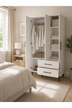 Dorpek Nuna Gardırop 3 Kapaklı 2 Çekmeceli – 180x90 cm Genç ve Yatak Odası Dolabı
