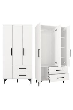Dorpek Nuna Gardırop 3 Kapaklı 2 Çekmeceli – 180x90 cm Genç ve Yatak Odası Dolabı