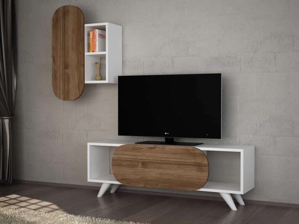 Dekorister Papatya Tv Ünitesi Beyaz-Ceviz