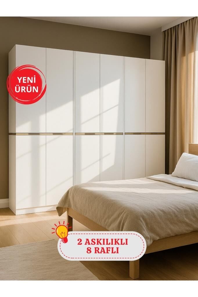 12 Kapaklı Gardırop - 182 cm Y, 184 cm G - Genç Odası ve Yatak Odası Gardırop | Lias