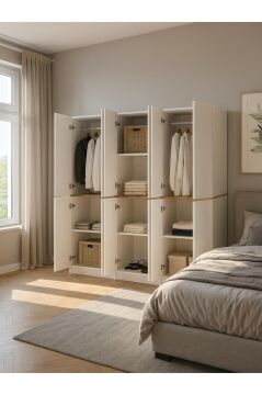 Dorpek Lias 6 Kapaklı Gardırop - 182 cm Y, 184 cm G - Genç Odası ve Yatak Odası Gardırop