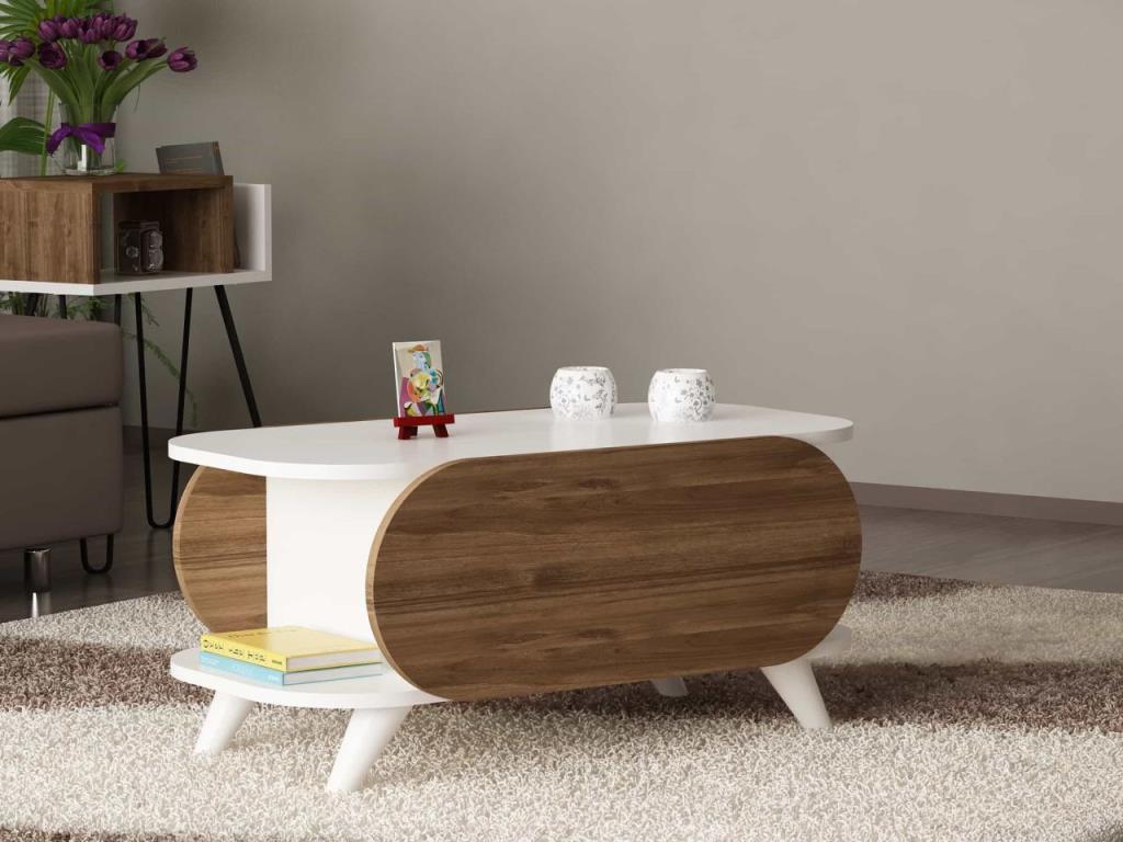 Dekorister Orkide Orta Sehpa Beyaz-Ceviz