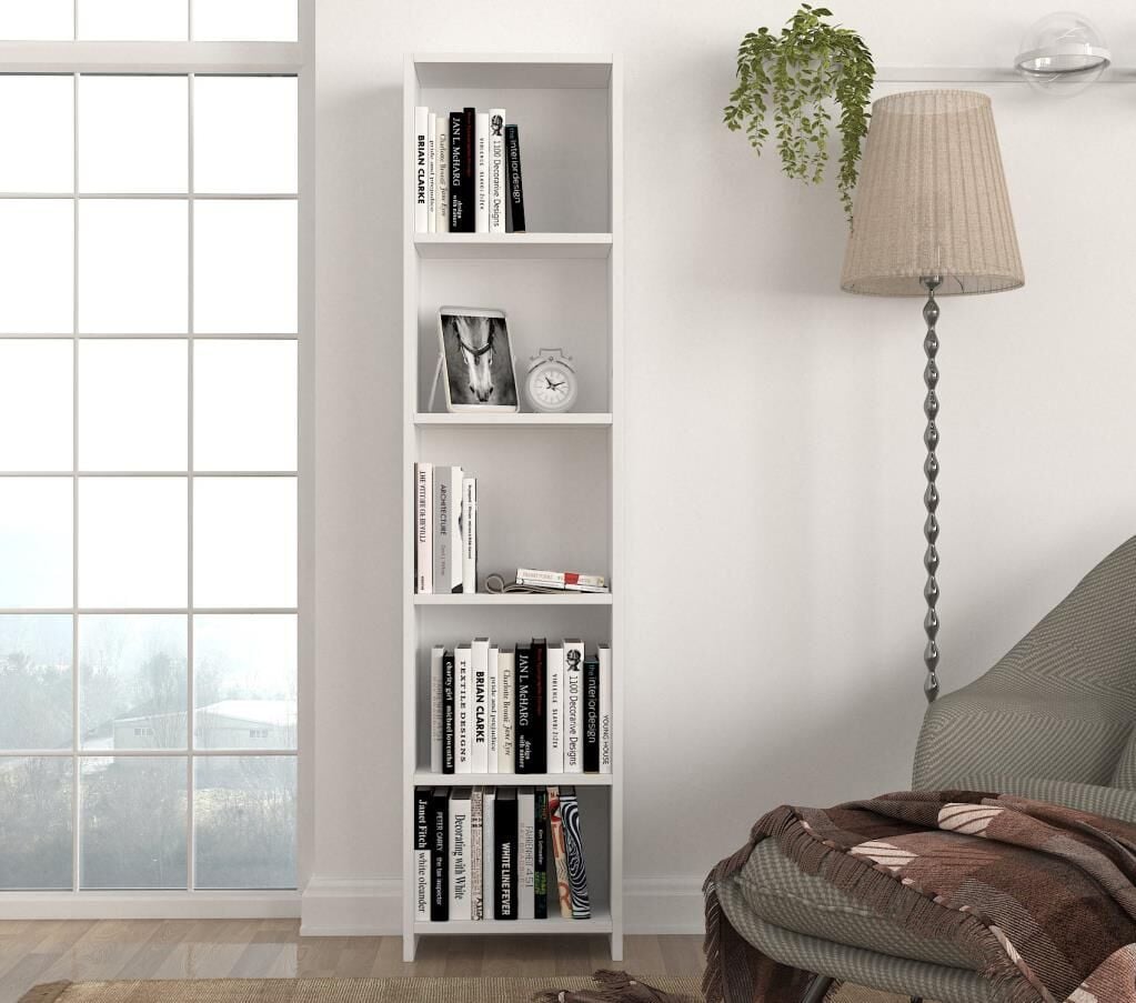 Cansu D 5 Raflı Kitaplık Beyaz