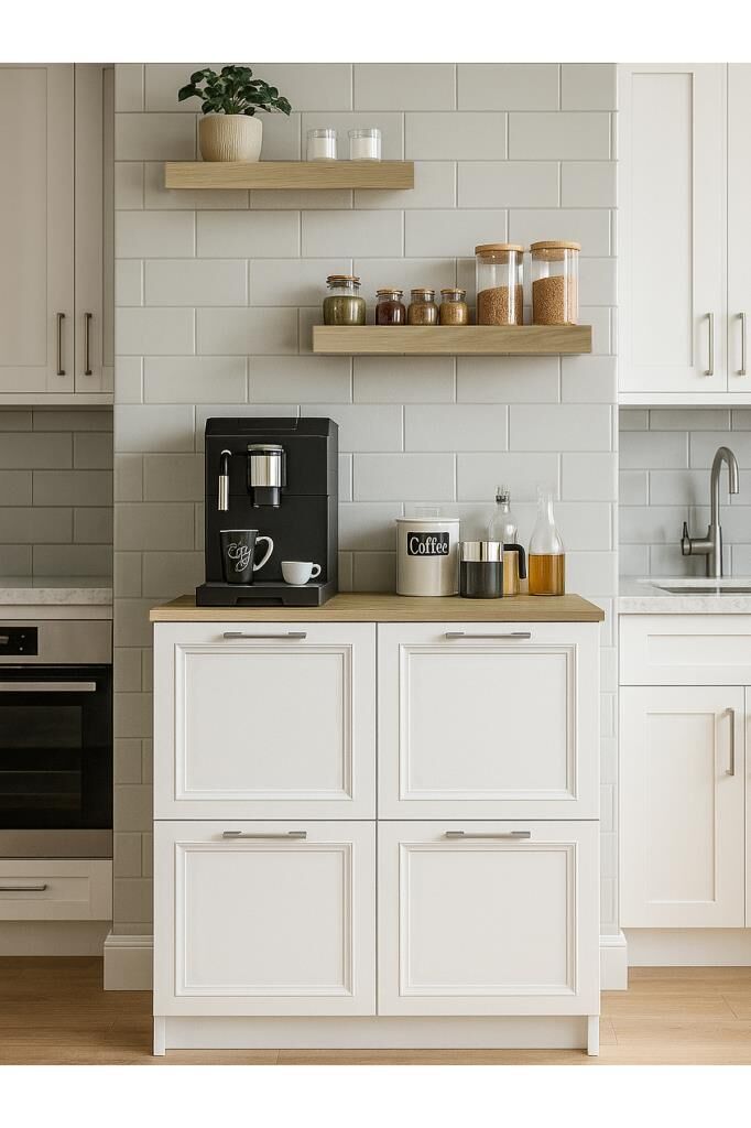 Dorpek Nifida Çok Amaçlı Dolap Kiler Dolabı Raflı Kahve Köşesi Beyaz - Rota