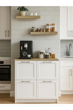 Dorpek Nifida Çok Amaçlı Dolap Kiler Dolabı Raflı Kahve Köşesi Beyaz - Rota