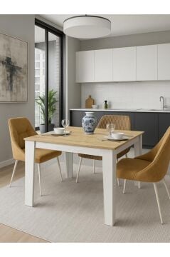 Dorpek Darlen Yemek Masası 110 cm 2-4 Kişilik Yemek Masası Beyaz - Safir