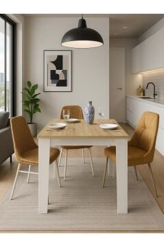 Dorpek Darlen Yemek Masası 110 cm 2-4 Kişilik Yemek Masası Beyaz - Safir