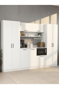 Dorpek Tuco 3 Kapakli Mutfak Dolabı & Tuco 2*2 Kapaklı 2*5 Rafli Çok Amaçlı Dolap Kahve Köşesi Beyaz