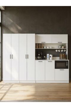 Dorpek Tuco 3 Kapakli Mutfak Dolabı & Tuco 2*2 Kapaklı 2*5 Rafli Çok Amaçlı Dolap Kahve Köşesi Beyaz