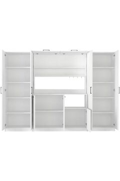 Dorpek Tuco 3 Kapakli Mutfak Dolabı & Tuco 2*2 Kapaklı 2*5 Rafli Çok Amaçlı Dolap Kahve Köşesi Beyaz