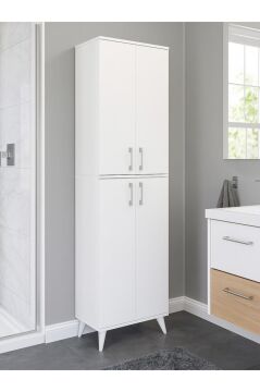 Dorpek Nappa Çok Amaçlı Dolap 6 Raflı Mutfak Dolabı 4 Kapaklı Kiler Dolabı Beyaz