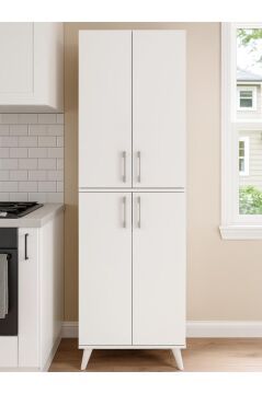 Dorpek Nappa Çok Amaçlı Dolap 6 Raflı Mutfak Dolabı 4 Kapaklı Kiler Dolabı Beyaz