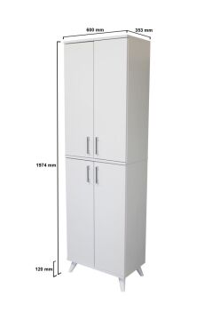 Dorpek Nappa Çok Amaçlı Dolap 6 Raflı Mutfak Dolabı 4 Kapaklı Kiler Dolabı Beyaz