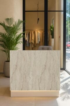 Ledli Karşılama Bankosu 110cm Kasa Resepsiyon Masası Ofis Bankosu | Rissa