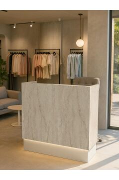 Rissa Ledli Karşılama Bankosu 110cm Kasa Resepsiyon Masası Ofis Bankosu