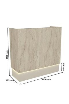 Rissa Ledli Karşılama Bankosu 110cm Kasa Resepsiyon Masası Ofis Bankosu