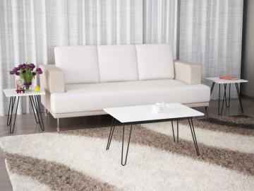 Dekorister Seren 3 lü Konsept Demir Ayaklı Orta Sehpa Beyaz