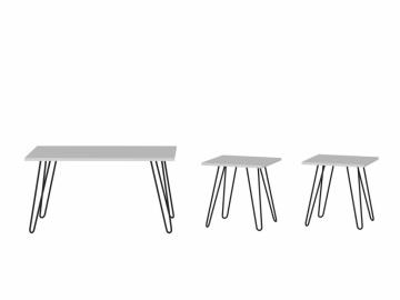 Dekorister Seren 3 lü Konsept Demir Ayaklı Orta Sehpa Beyaz