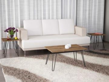 Dekorister Seren 3 lü Konsept Demir Ayaklı Orta Sehpa Ceviz