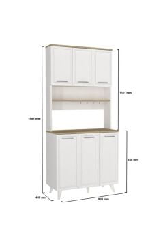 6 Kapaklı Mutfak Dolabı Kahve Köşesi Çok Amaçlı Dolap Beyaz - Rota 90 Cm | Potter
