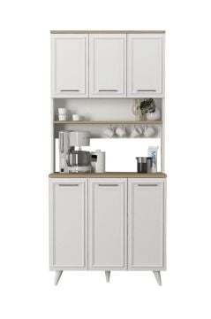 Potter 3 Kapaklı Mutfak Dolabı Kahve Köşesi Çok Amaçlı Dolap Beyaz - Rota 90 Cm