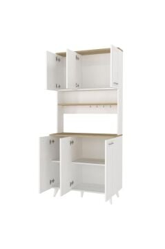 Potter 3 Kapaklı Mutfak Dolabı Kahve Köşesi Çok Amaçlı Dolap Beyaz - Rota 90 Cm