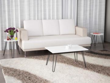 Dekorister Zeren 3 lü Konsept Metal Ayaklı Orta Sehpa Beyaz