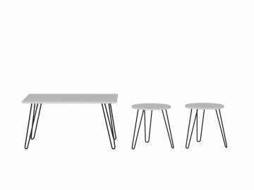 Dekorister Zeren 3 lü Konsept Metal Ayaklı Orta Sehpa Beyaz