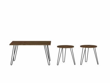 Dekorister Zeren 3 lü Konsept Metal Ayaklı Orta Sehpa Ceviz