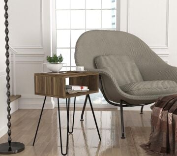 Tuana Metal Ayaklı Yan Sehpa Ceviz