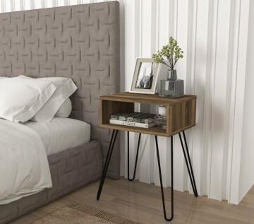 Tuana Metal Ayaklı Yan Sehpa Ceviz