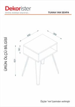 Tuana Metal Ayaklı Yan Sehpa Ceviz