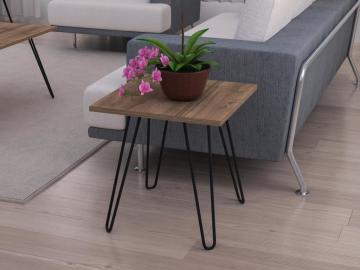 Dekorister Helen Metal Ayaklı Yan Sehpa Ceviz