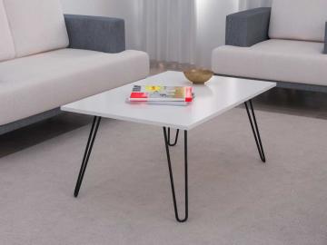 Dekorister Deren Metal Ayaklı Orta Sehpa Beyaz