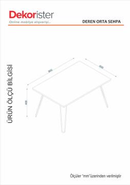 Dekorister Deren Metal Ayaklı Orta Sehpa Beyaz