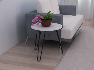 Dekorister Beren Metal Ayaklı Yan Sehpa Beyaz