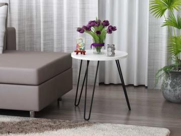 Dekorister Beren Metal Ayaklı Yan Sehpa Beyaz