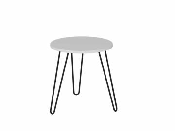 Dekorister Beren Metal Ayaklı Yan Sehpa Beyaz