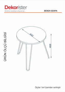 Dekorister Beren Metal Ayaklı Yan Sehpa Beyaz