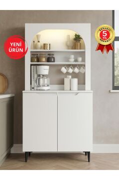 Melinta 2 Kapaklı LED’li Mutfak Dolabı – Kahve Köşesi & Çok Amaçlı Dolap