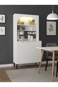 Melinta 2 Kapaklı LED’li Mutfak Dolabı – Kahve Köşesi & Çok Amaçlı Dolap