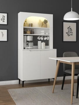 2 Kapaklı LED’li Mutfak Dolabı – Kahve Köşesi Çok Amaçlı Dolap | Melinta