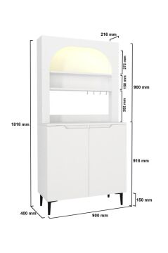 2 Kapaklı LED’li Mutfak Dolabı – Kahve Köşesi Çok Amaçlı Dolap | Melinta