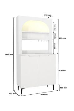 2 Kapaklı LED’li Mutfak Dolabı – Kahve Köşesi Çok Amaçlı Dolap | Melinta