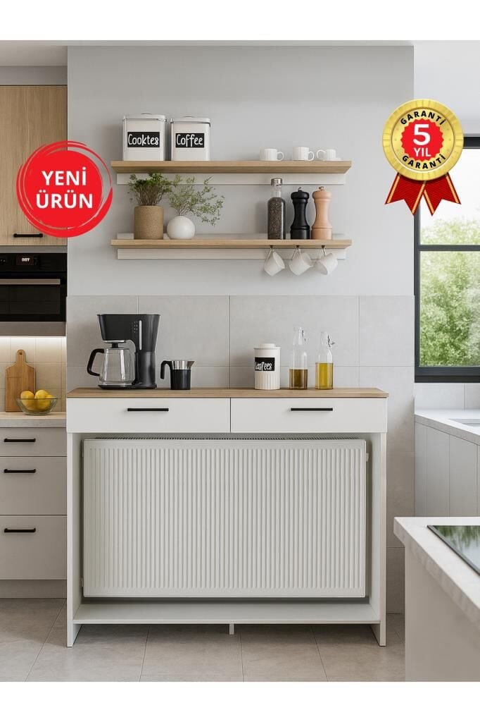 Petek Üstü Kahve Köşesi Dresuar Çok Amaçlı Raf - 130 cm | Solana