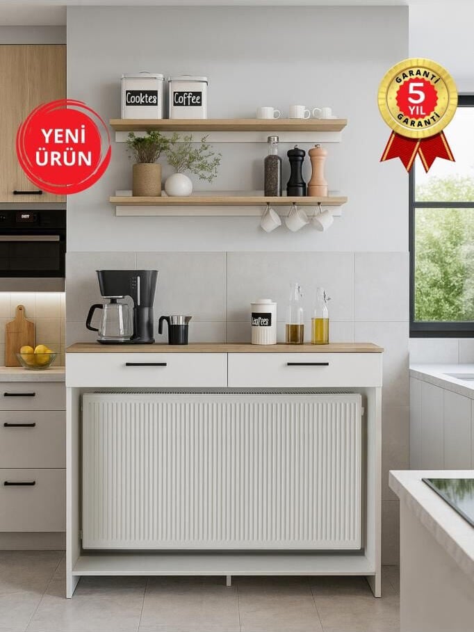 Petek Üstü Kahve Köşesi Dresuar Çok Amaçlı Raf - 130 cm | Solana